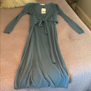Zara Grey/Blue Long Sleeve Knit Dress